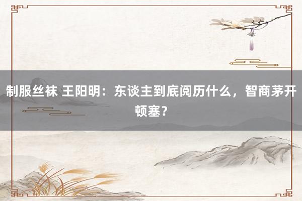 制服丝袜 王阳明：东谈主到底阅历什么，智商茅开顿塞？