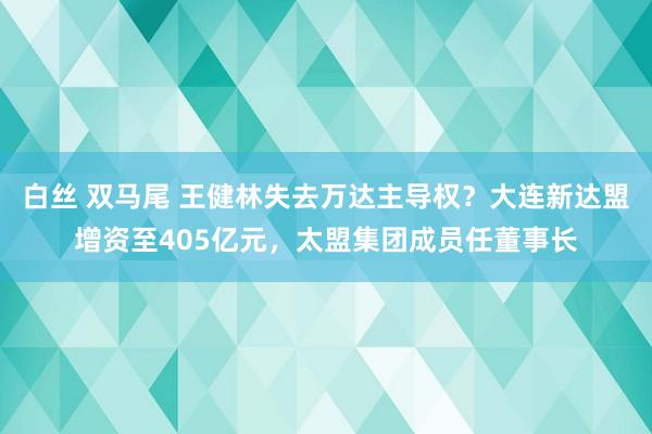 白丝 双马尾 王健林失去万达主导权？大连新达盟增资至405亿元，太盟集团成员任董事长