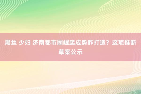 黑丝 少妇 济南都市圈崛起成势咋打造？这项推断草案公示