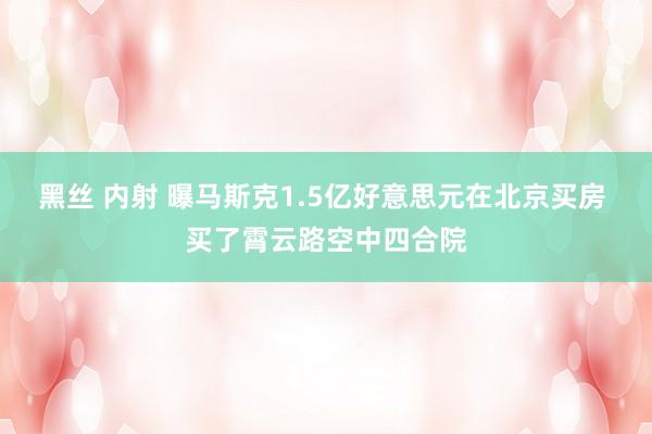 黑丝 内射 曝马斯克1.5亿好意思元在北京买房 买了霄云路空中四合院