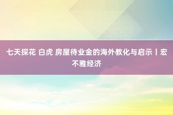 七天探花 白虎 房屋待业金的海外教化与启示丨宏不雅经济