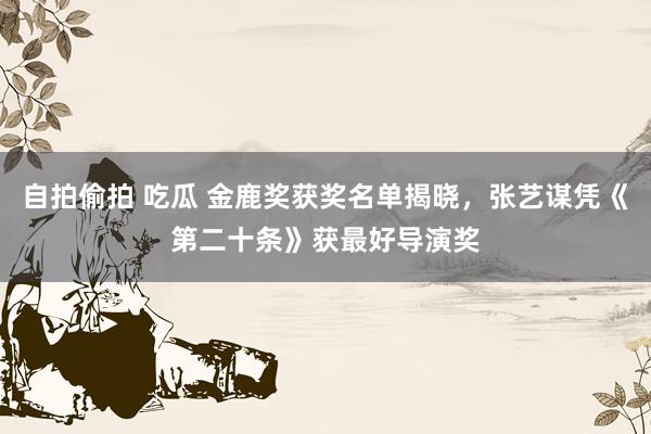 自拍偷拍 吃瓜 金鹿奖获奖名单揭晓，张艺谋凭《第二十条》获最好导演奖