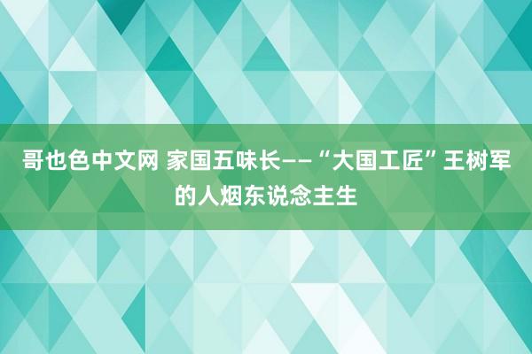 哥也色中文网 家国五味长——“大国工匠”王树军的人烟东说念主生